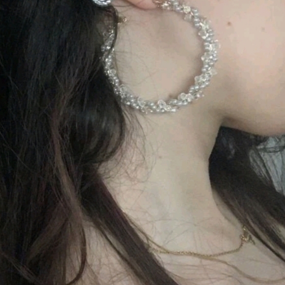 Gold hoop earrings Beaded Statement Boho faux Pearl chunky twist 💖2/$30 - Picture 6 of 14